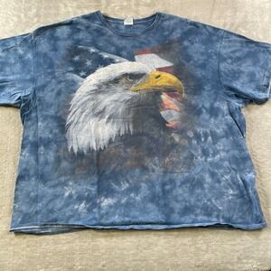 Delta Pro Shirt Mens 3XL Blue Tie Dye Bald Eagle American Flag USA Patriotic